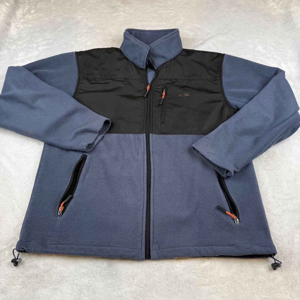 Avia Mens Fleece Jacket Full Zip Blue‎ Black Outdoors Active Medium